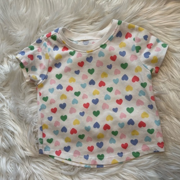 Garanimals Baby Girl Heart Print Tee & Orange Ruffle Shorts Set Size 18 Months - Picture 2 of 6